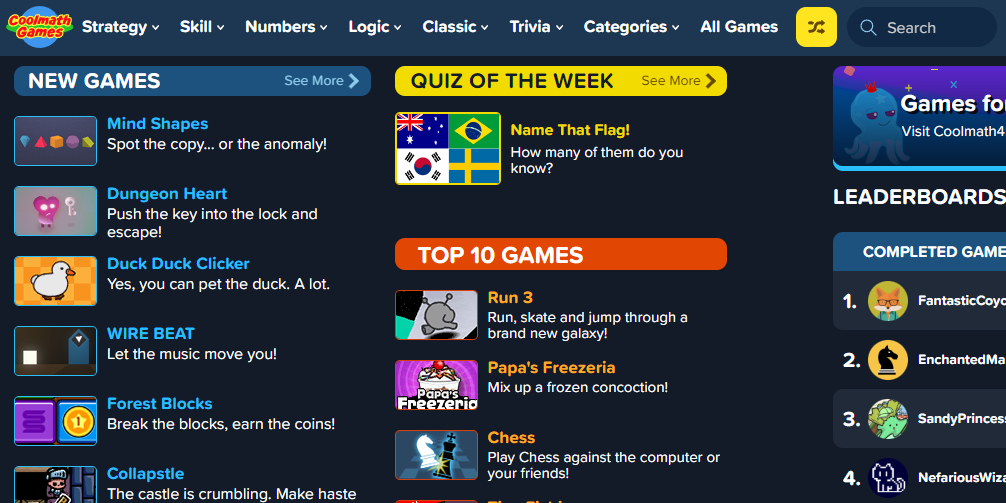 cool math games website