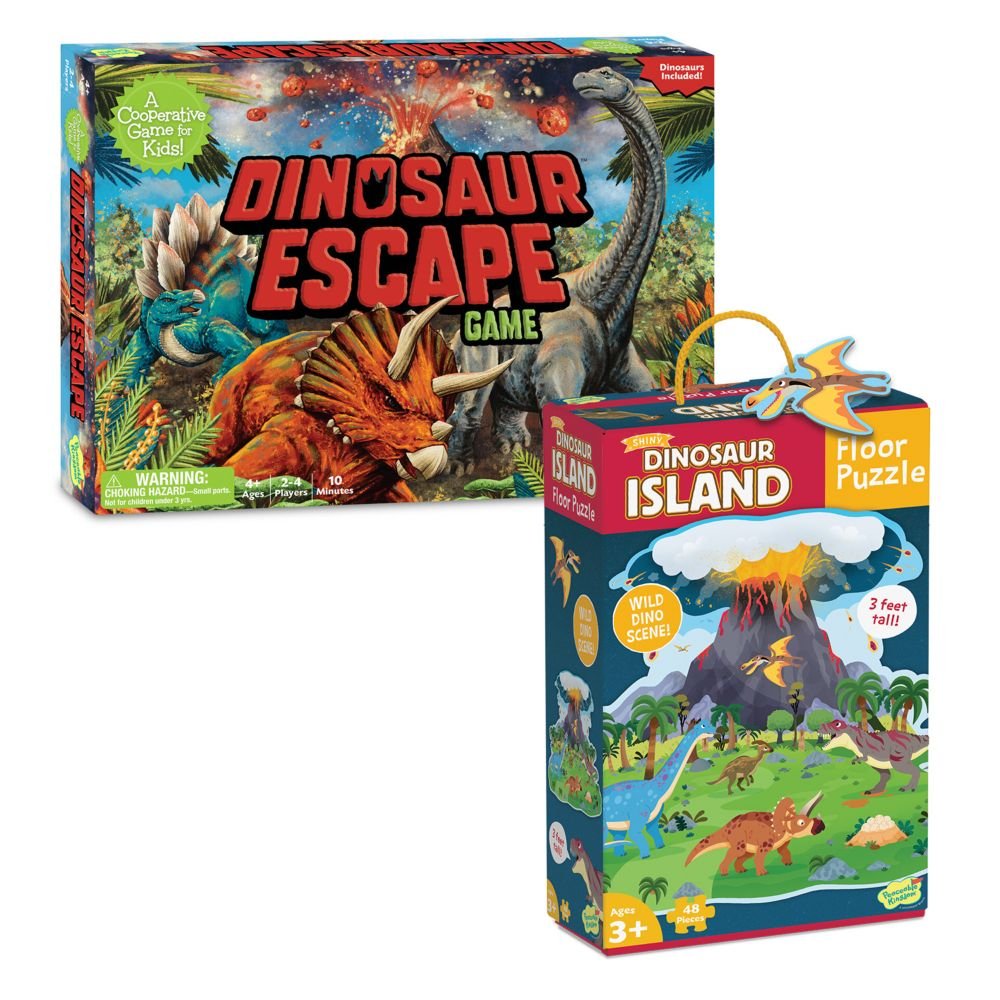 Dinosaur Escape Game and Dinosaur Island Puzzle: Set of 2 From MindWare