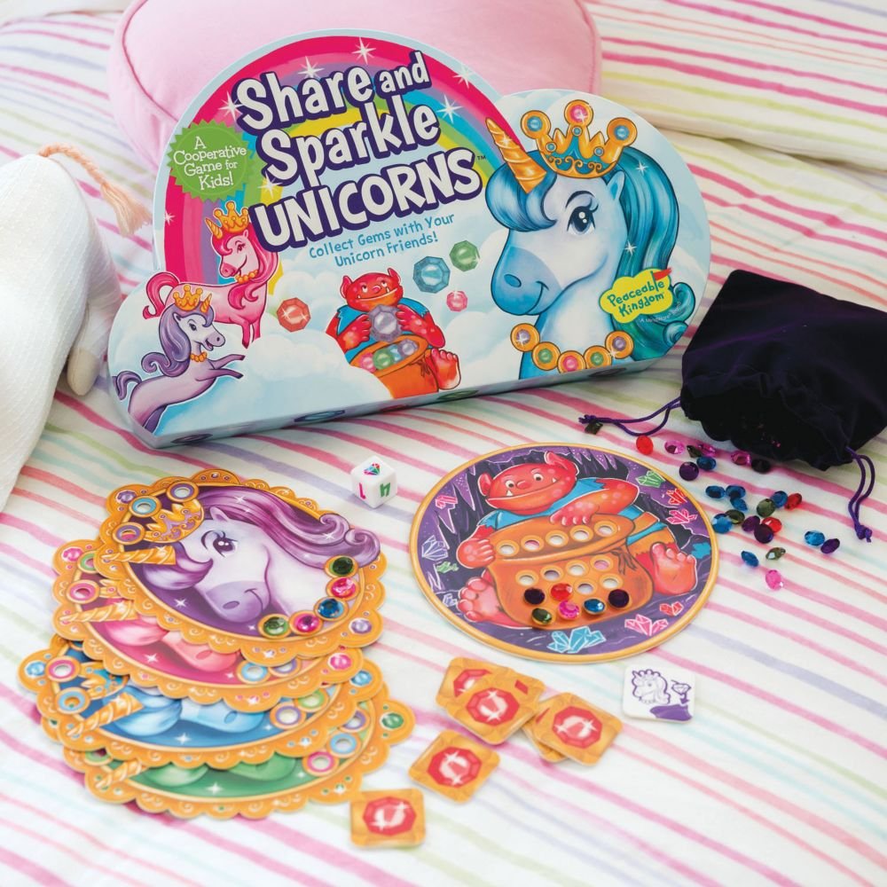 Share and Sparkle Unicorns Peaceable Kingdom Cooperative Board Game From MindWare