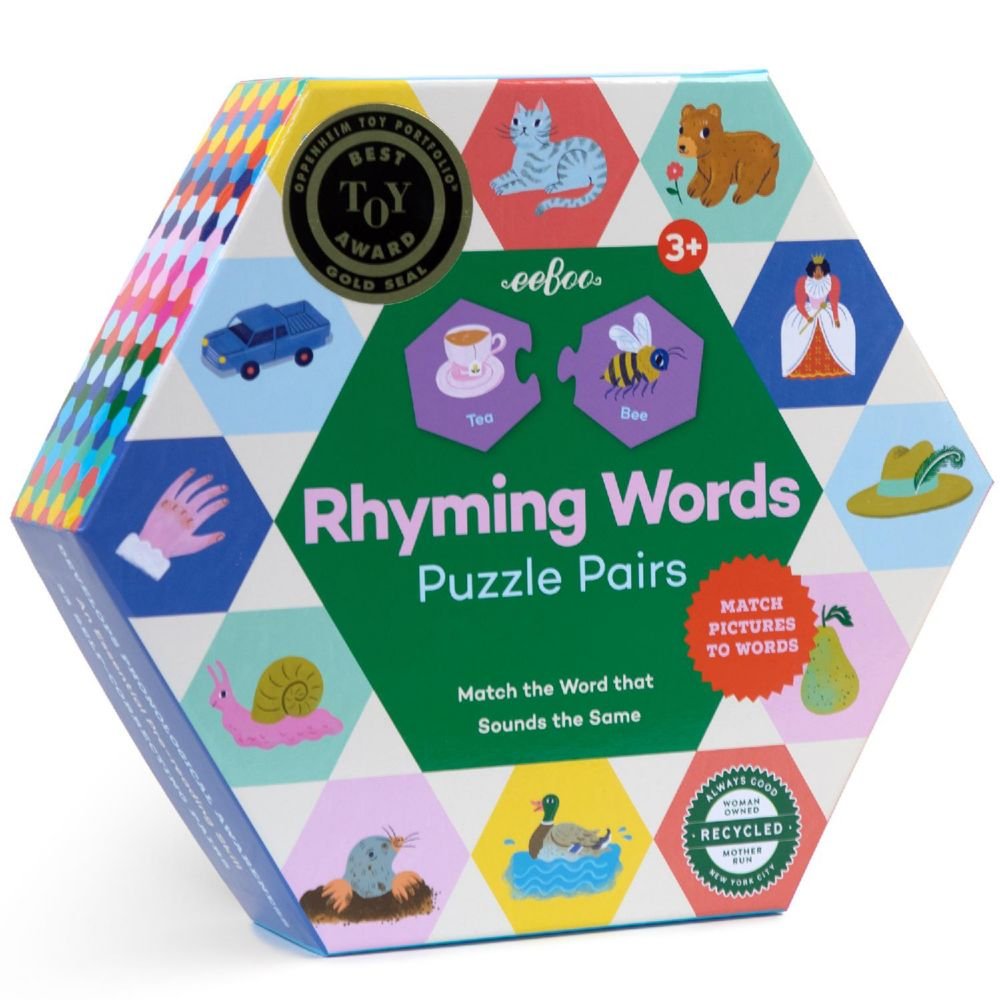 eeBoo Hexagon Puzzle Pairs - Rhyming Words Educational Game From MindWare